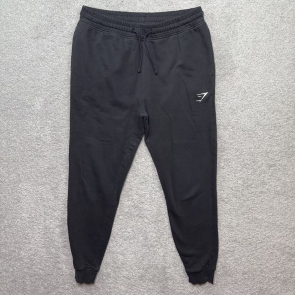 Gymshark Crest Joggers Men's Medium Black Slim Fit Cotton Blend Sweatpants A2A4H